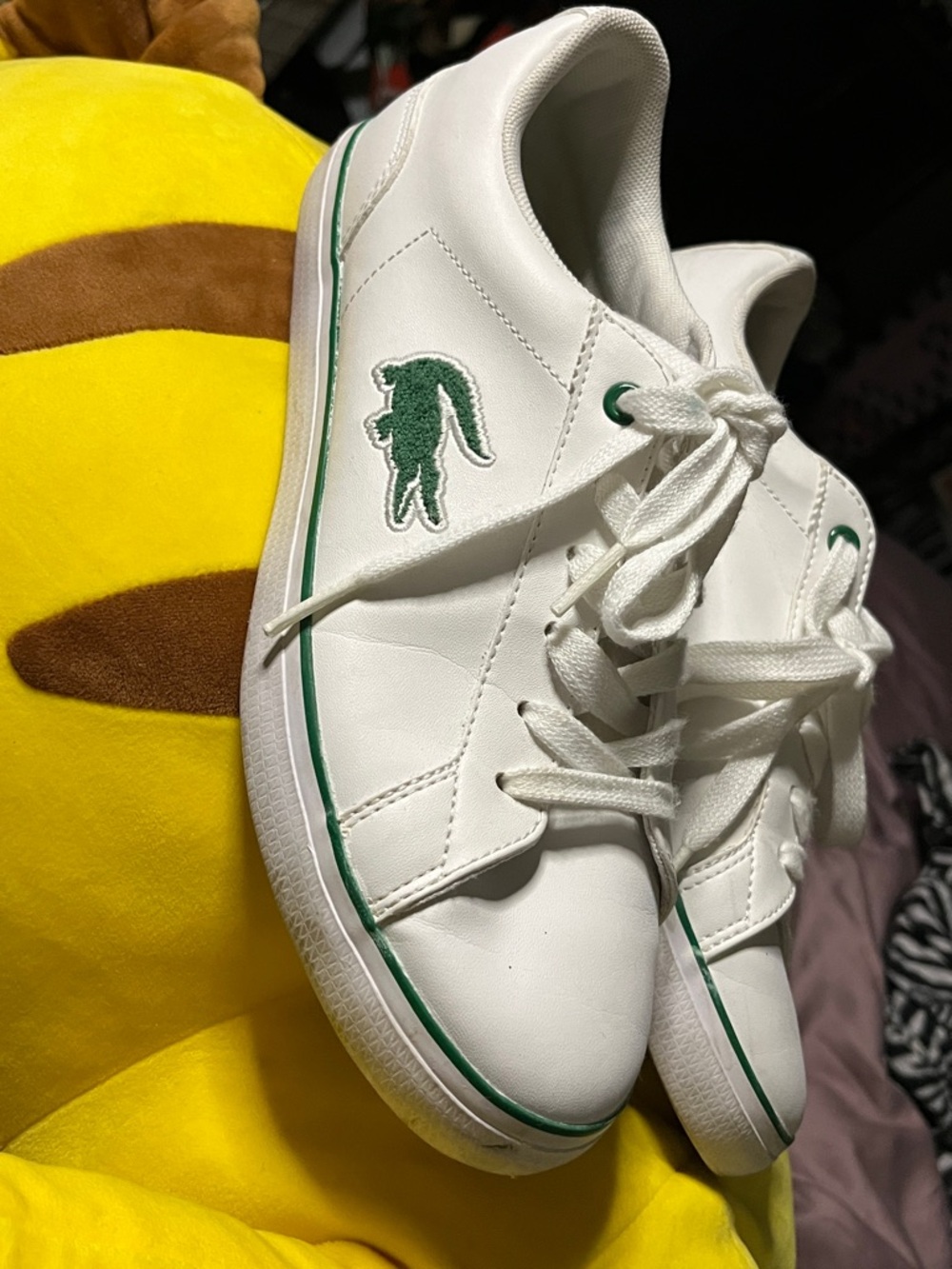 Lacoste White Leather Sneakers with Green Trim